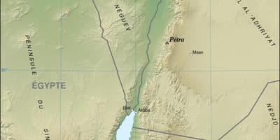 Kat jeyografik nan lòt bò larivyè Jouden ki montre petra